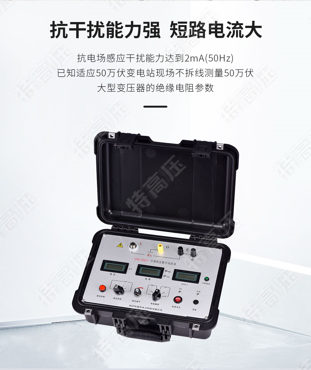 GM-10kV 可調(diào)高壓數(shù)字兆歐表(圖2) GM-10kV 可調(diào)高壓數(shù)字兆歐表(圖2)