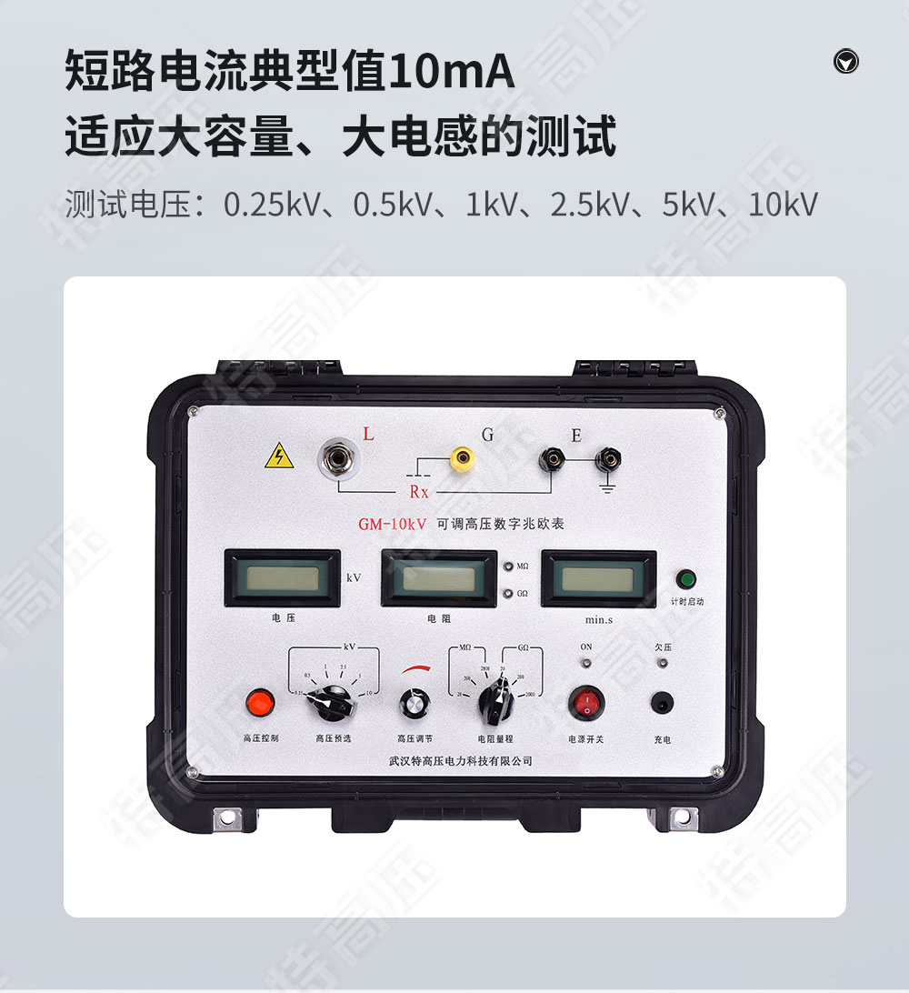 GM-10kV 可調(diào)高壓數(shù)字兆歐表(圖3) GM-10kV 可調(diào)高壓數(shù)字兆歐表(圖3)